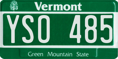 VT license plate YSO485