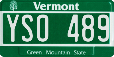 VT license plate YSO489