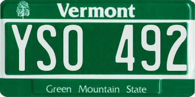 VT license plate YSO492