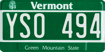 VT license plate YSO494
