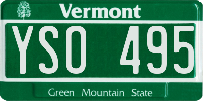VT license plate YSO495