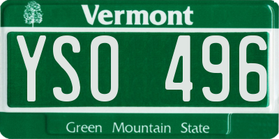 VT license plate YSO496