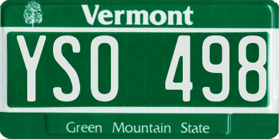 VT license plate YSO498