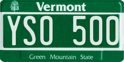 VT license plate YSO500