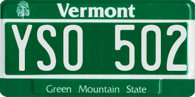 VT license plate YSO502