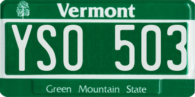 VT license plate YSO503