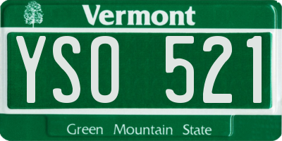 VT license plate YSO521