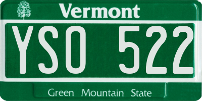 VT license plate YSO522