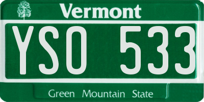 VT license plate YSO533