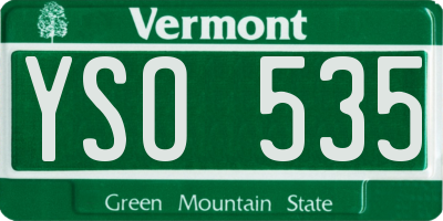 VT license plate YSO535