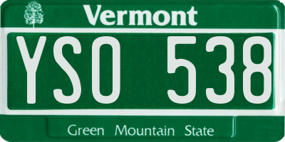 VT license plate YSO538