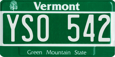 VT license plate YSO542