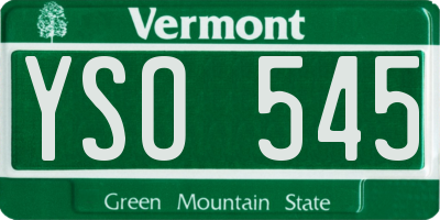 VT license plate YSO545