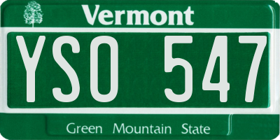 VT license plate YSO547