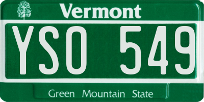 VT license plate YSO549