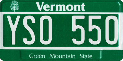 VT license plate YSO550