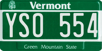 VT license plate YSO554