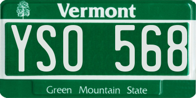 VT license plate YSO568