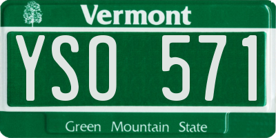 VT license plate YSO571