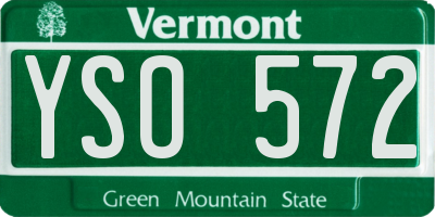 VT license plate YSO572