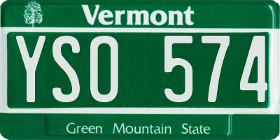 VT license plate YSO574