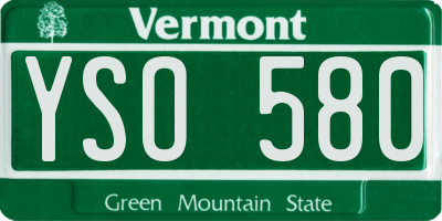 VT license plate YSO580