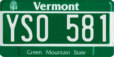VT license plate YSO581