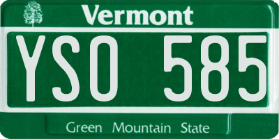 VT license plate YSO585