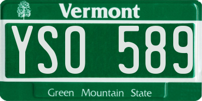 VT license plate YSO589