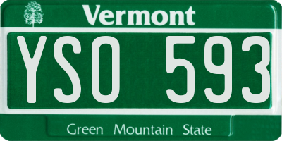 VT license plate YSO593