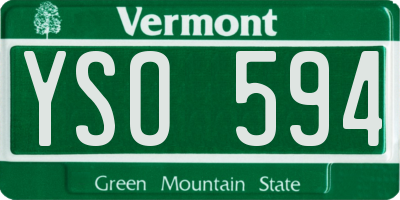 VT license plate YSO594