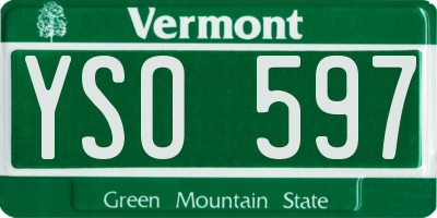 VT license plate YSO597