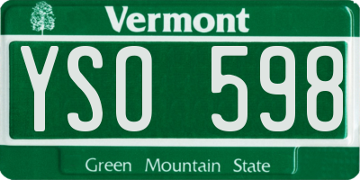 VT license plate YSO598