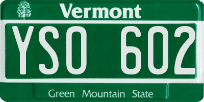 VT license plate YSO602