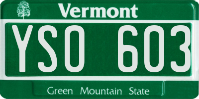 VT license plate YSO603