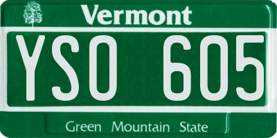VT license plate YSO605