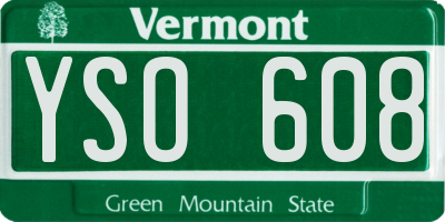 VT license plate YSO608