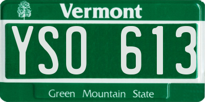 VT license plate YSO613