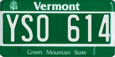 VT license plate YSO614