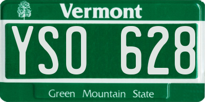 VT license plate YSO628