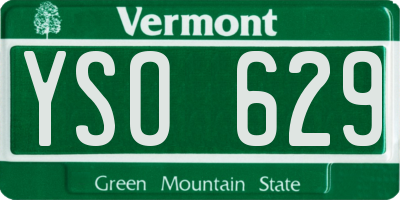 VT license plate YSO629