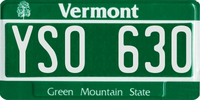 VT license plate YSO630