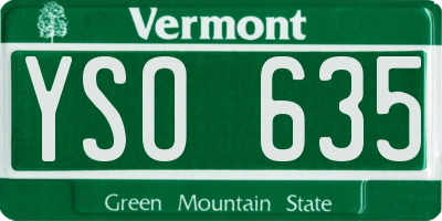 VT license plate YSO635