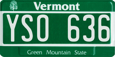 VT license plate YSO636