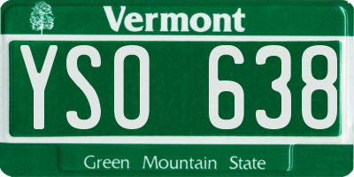 VT license plate YSO638