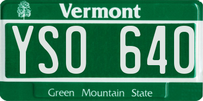 VT license plate YSO640