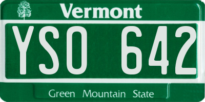 VT license plate YSO642