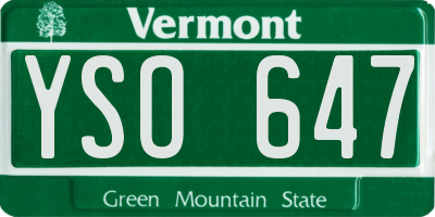 VT license plate YSO647