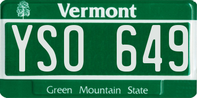 VT license plate YSO649