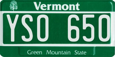 VT license plate YSO650